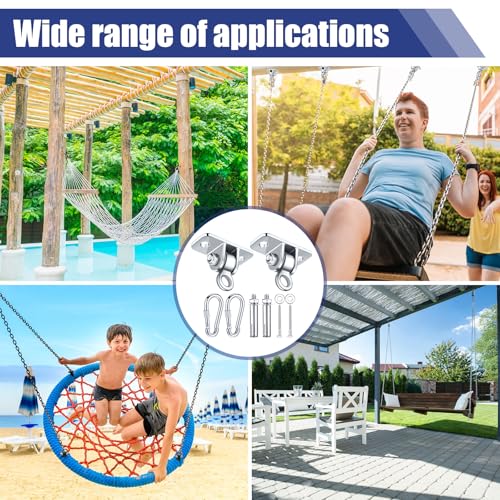 Tandefio 6 Sets Swing Hanger with Swingset Accessory, Stainless Steel Color - color: Stainless Steel Color