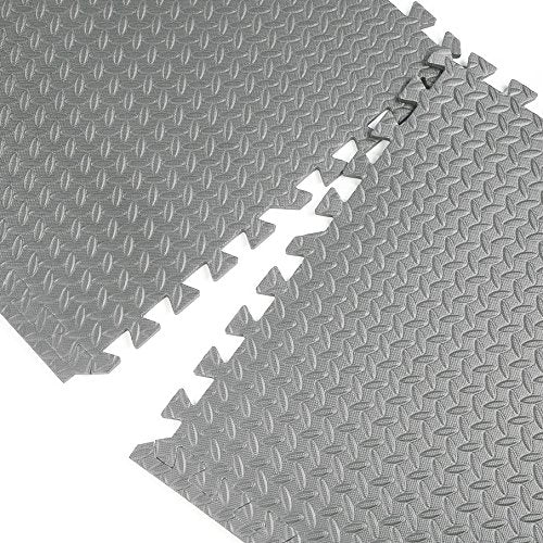 3/8" Thick 100 sq. ft. (25 pcs) Gym EVA Foam Floor Mats (24" x 24") | Steel Pattern, Grey - style: Steel Pattern-Grey