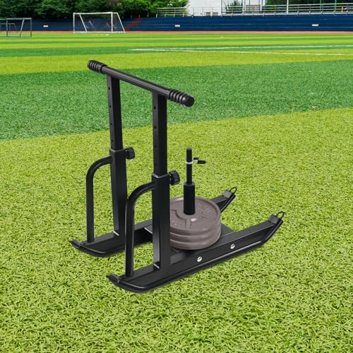 Adjustable Weight Sled for Training - 5 Height Levels, 440lbs Capacity, Lawn-Safe Push/Pull Fitness Sled for Strength Training