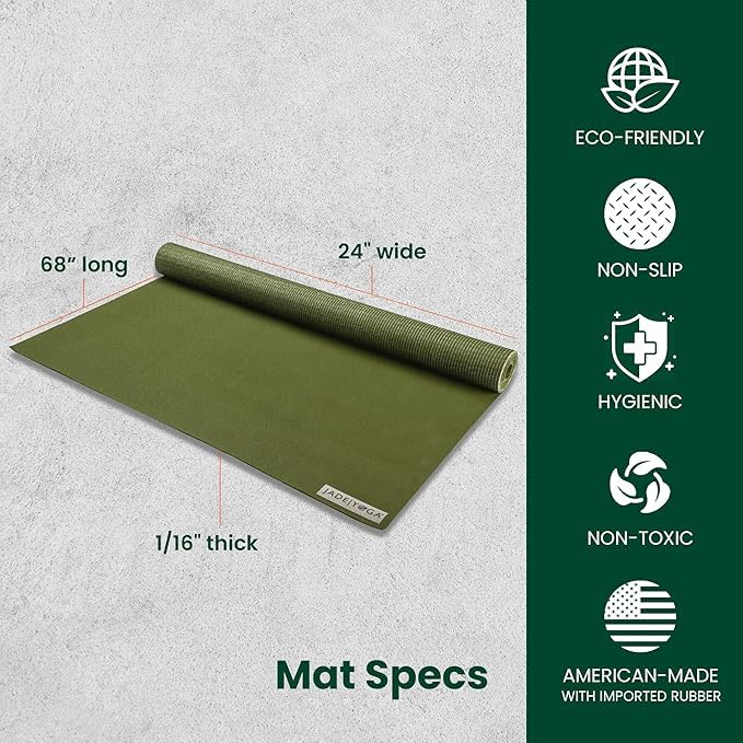 JadeYoga Voyager Yoga Mat - Lightweight & Portable Rubber Yoga Mat - Non-Slip Exercise Mat for Women & Men - Great for Yoga, Home Workout, Gym Fitness, Pilates, Stretching, and More