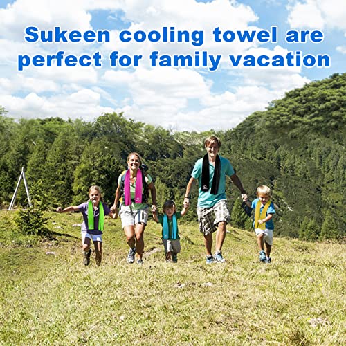 Sukeen [4 Pack Cooling Towel (40"x12"), Soft Breathable Chilly Microfiber Towel for Yoga,Sport,Running,Gym,Workout,Camping,Fitness,Workout & More Activities