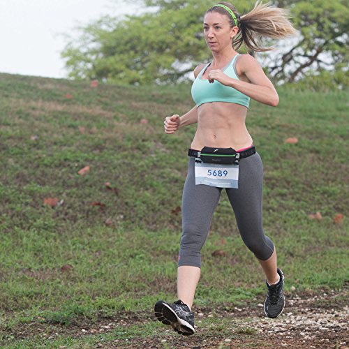 Fitletic Neo Race Belt, Black | Unique No Bounce Design for Marathon, Triathlon, Trail, 5k, 10k | Running Belt | N01R-01