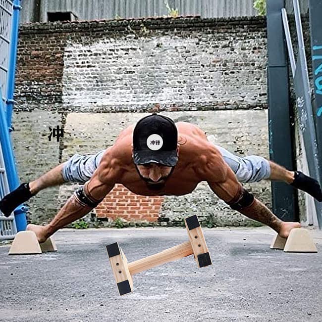 ZYSM Push-up Stand,Wooden Parallettes Pushup Bars Non-Slip Base Handstand Bars Exercise Calisthenics Equipment, Fitness Pushup Handles Stands for Men Women Strength Training,Planks Calisthenics