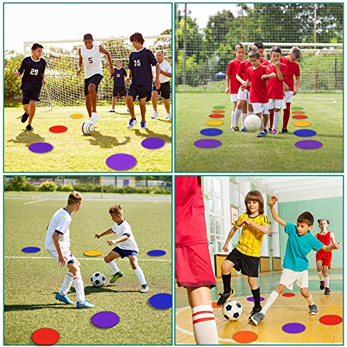4 Inch & 9 Inch Poly Spot Markers for Gym Floor, Non-Slip Rubber Floor Dots Flat Cones, 6/12/24/60Pcs Agility Markers for Soccer, Basketball, PE Training, Dance & Classroom Activities