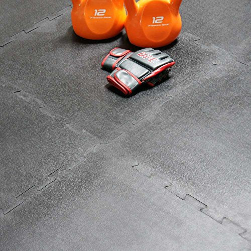 Rubber-Cal Armor Lock Interlocking Rubber Mat (4-Pack), Black, 3/8 x 24 x 24-Inch, Model: 03-212-WBK-4