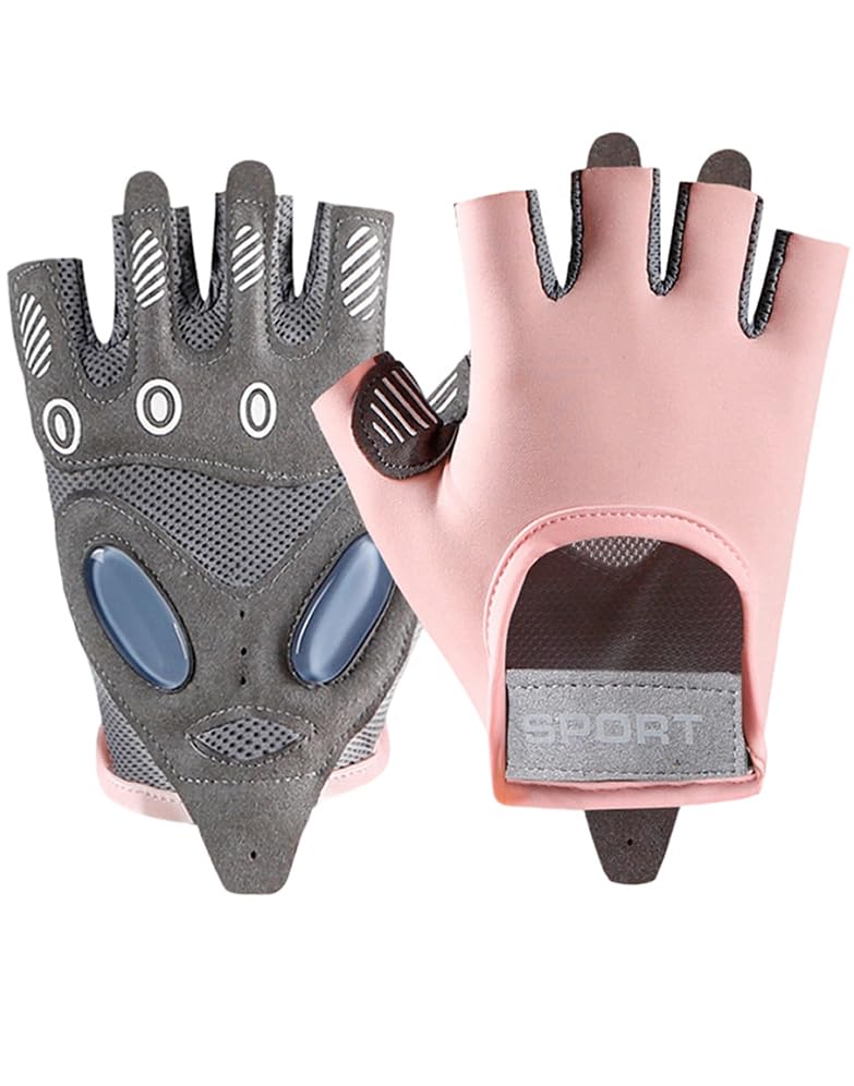 Workout Gloves for Men Women Exercise Gloves for Weight Lifting Fitness Cycling Gym Training with Grip Cushion Pads - color: Pink
