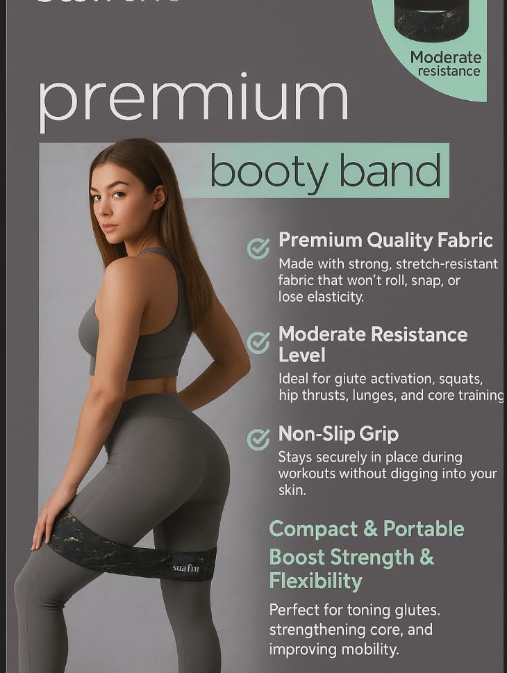 Premium Booty Band – Moderate Resistance Fabric Workout Band for Glutes, Legs & Core – Non-Slip Exercise Band for Squats, Hip Thrusts, Yoga & Strength Training