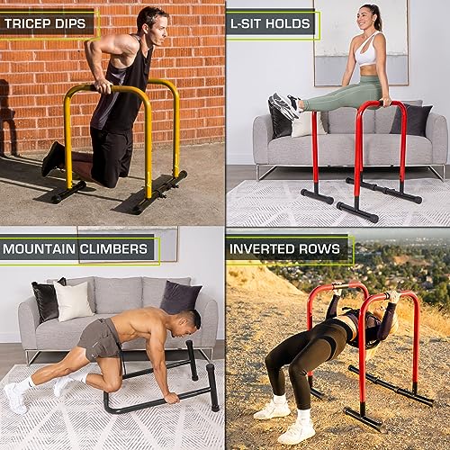 ProsourceFit Dip Stand Station, Heavy Duty Ultimate Body Press Bar with Safety Connector for Tricep Dips - color: Black, style: Lite