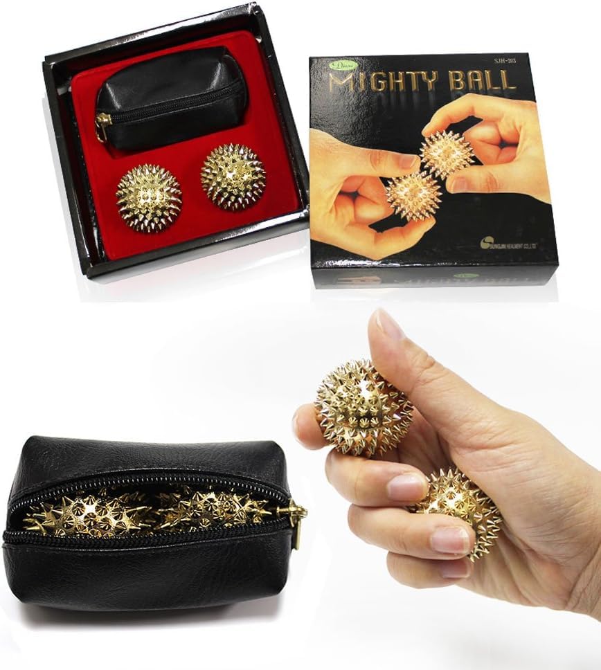 Hand Acupressure Balls Set of 2, Spiky Massage Orb, Compact Design for Grip and Finger Exercise, Palm Massage Tools with Storage Pouch_1.46 inches (37mm)