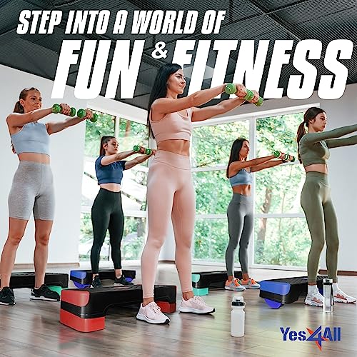 Yes4All 2-in-1 Adjustable Aerobic Step Platform Fitness Exercise Stepper with Rocker Balance Board Legs for Home Workout, Step Exercise & Balance Training - color: A. Neo Green