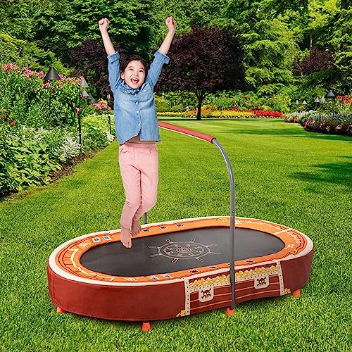 Kids Trampoline with Handle, Mini Rebounder Double Trampoline for 2 Kids w/Safety Pad, Foldable Exercise Trampoline for Toddlers Boys Girls Indoor Outdoor Cardio Max Load 200 lbs