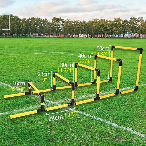 Height Adjustable Hurdles, Portable Training Hurdles, Set of 5 Different Height, Detachable Speed and Agility Hurdles Soccer Practice Equipment, Track and Field Worko, Yellow - color: Yellow