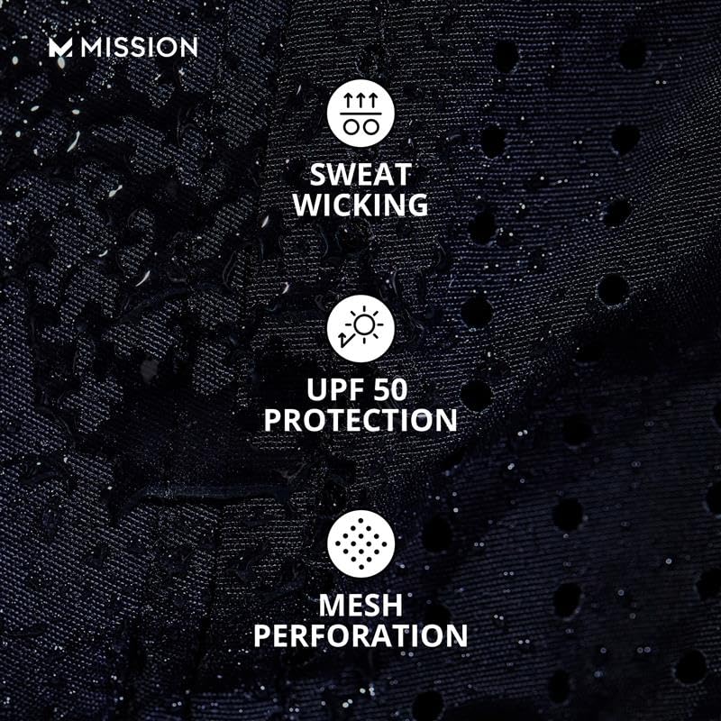MISSION Cooling Vented Performance Hat Unisex Cap for Workouts, Golf & Running, Sweat & Water Activated Technology - color: Black