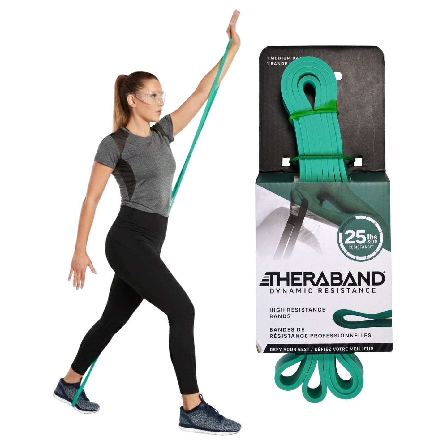 THERABAND High Resistance Band, 25 lbs, Medium, Green, Physical Therapy - size: Medium (25 lbs)
