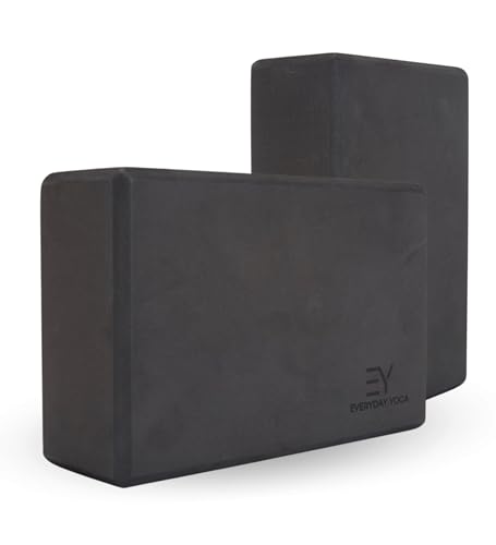 Everyday Yoga Foam Block and Yoga Strap Set, Multi-Color for Yoga, Pilates - color: Black, size: 3" Thick - No Strap