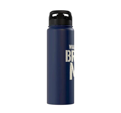 Wall Balls Broke Me Funny Functional Fitness Race Training Stainless Steel Insulated Water Bottle - color: Navy Blue