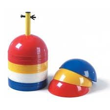 CW Dome Cones Fitness Soccer Football Marker Multi Purpose Cones Bright Sports Games Training Practice Field Pitch Marker Field Track Cones Bright Multicolour with Stand - size: Set of 40