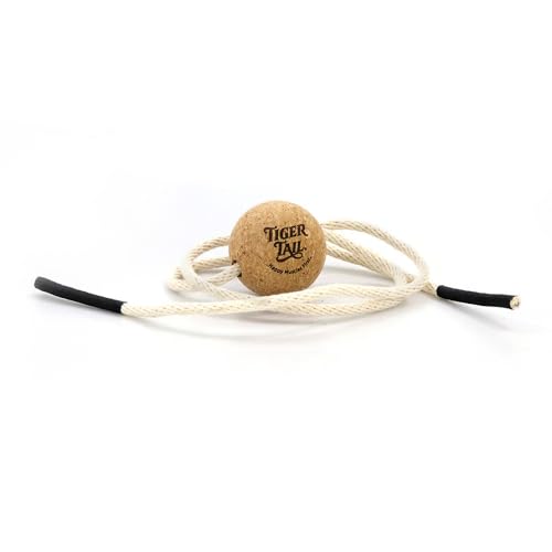 Tiger Tail ReGreen 2.6 Ball Massage-on-a-Rope Cork Roller Ball + 50" Cotton Rope - Deep Tissue Massage: Feet, Legs, Neck, Back – Trigger Point Therapy - Relieve Muscle Soreness & Recovery