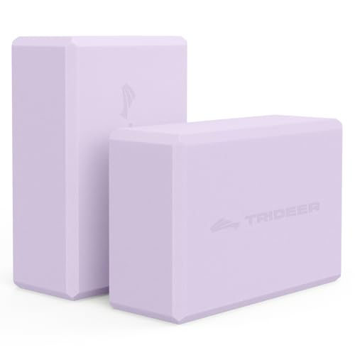 Trideer Yoga Blocks 2 Pack, Soft Non-Slip Foam Blocks with Beveled Edges for Alignment and Stretching in Yoga, Pilates, and Dance - Supportive, Lightweight, Odor Resistant, Latex-Free - color: Lavender