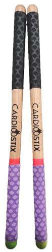 CardioStix 8.5oz Cardio Drum Sticks per set (1 pair sticks only) Weighted Double Grip Premium American Hickory Wood (Rainbow #1)| Drumming, Fitness, Aerobic Class - color: Rainbow #1-sticks only