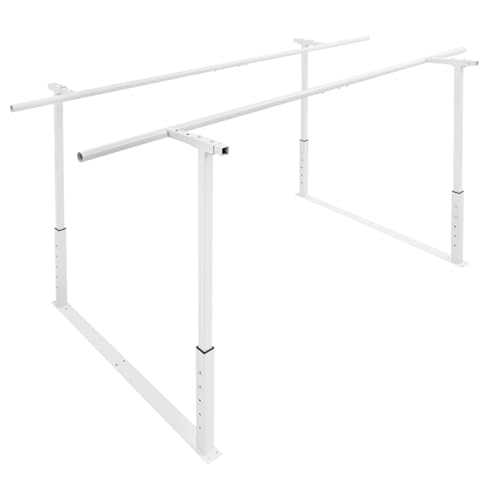 Parallel Bars Adjustable Height for Physical Therapy, 7FT 440Lbs Capacity Standing Assist Bar for Daily Mobility Support, Heavy-Duty Parallel Bar for Leg Training - color: White