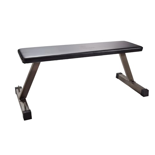 Flat Barbell Bench, Foldable Portable Padded Weight Lifting Seat, Equipment for Home Gym - Steel Frame, 300 Pound Capacity