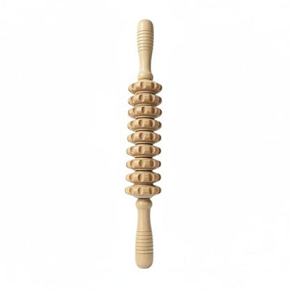 14.2 Inch Solid Wood Roller, Manual Stick for Home Gym, Ergonomic Firm Pressure Tool (1 Pack)