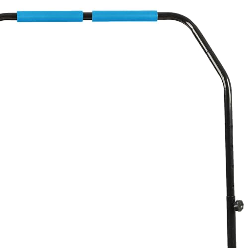 Portable Foldable Mini Trampoline Fitness Rebounder with 5 Level Adjustable Handle, Supports up to 440 Pounds, 48-Inch, Blue
