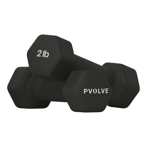 Pvolve 2lb Lightweight Neoprene Coated Dumbbell Set - Home Gym Fitness Equipment Designed For Comfart And To Fit Perfectly in the Palm of Your Hand