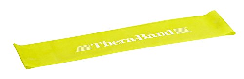 THERABAND Resistance Band Loop, Professional Latex Mini Band for Lower Pilates, Crossfit, Yoga, Stretching, Physical Therapy, Strength Training without Weights, 18 Inch, Yellow, Thin, Beginner Level 1 - color: Yellow - Thin, size: 18 Inch