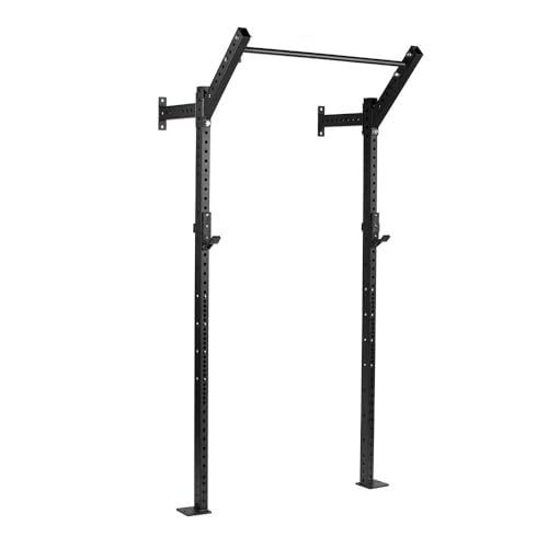 Titan Fitness T-3 Series Space Saving Rack, 82" Height x 18" Depth, Compact Wall Mounted Power Rack, 2x3 11-Gauge Steel Uprights, Includes J-Hooks & Pull-Up Bar, Space Efficient Design