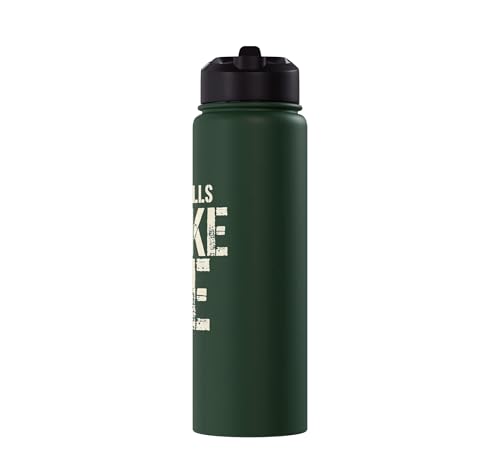 Wall Balls Broke Me Funny Functional Fitness Race Training Stainless Steel Insulated Water Bottle - color: Dark Green