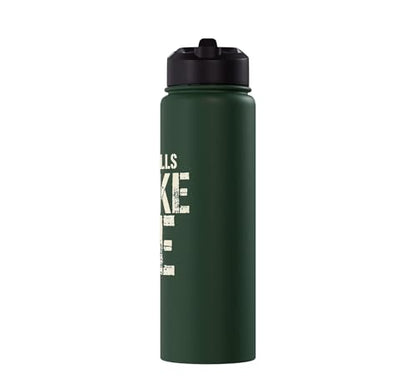 Wall Balls Broke Me Funny Functional Fitness Race Training Stainless Steel Insulated Water Bottle - color: Dark Green