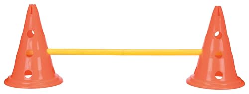 TRIXIE Dog Agility Hurdle Cone Set – Jump Set with Height Adjustable Crossbar for Beginners to Advanced, Training Equipment for Dogs – 6 x Cones, 3 x Agility Rods