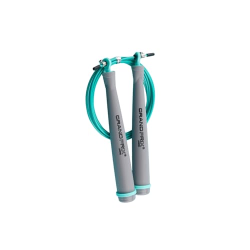 Jump Rope for Men and Women (Grand Prix Ultra Speed Series) – Adjustable Wire Rope for CrossFit, Boxing, and Fitness Training – Smooth, Fast, Tangle-Free Rotation (Made in Korea) - color: Gray/Mint
