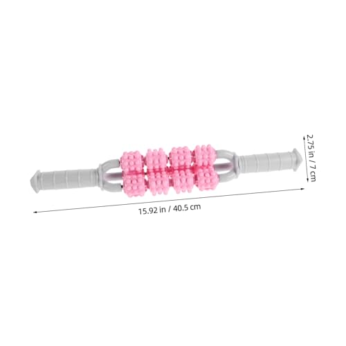 Muscle Massager Stick Leg Rollers Back Neck Shoulder Relief Compact for Travel Yoga - color: Pink