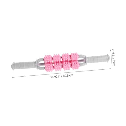 Muscle Massager Stick Leg Rollers Back Neck Shoulder Relief Compact for Travel Yoga - color: Pink