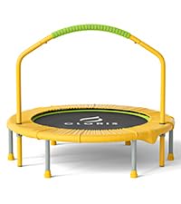 38in/48in Folding Trampoline - Max Load 220lbs / 450lbs Trampoline Rebounder Trampoline with Adjustable Foam Handle, with safty Padded Cover Best Gift - color: 38'' Yellow