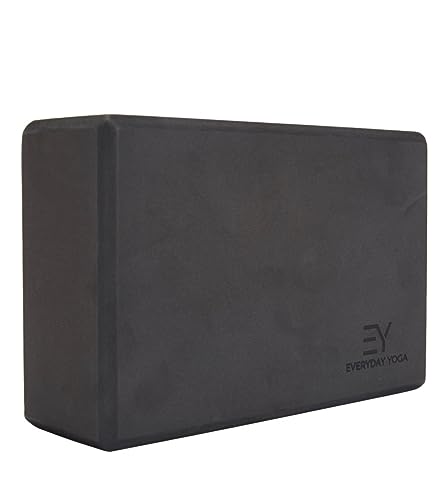 Everyday Yoga Premium Foam Block - Non-Slip High-Density Yoga Block for Balance, Stability & Stretching, EVA Foam Support, Multi Colors (Single Block) - color: Black, size: 3 Inch Thick