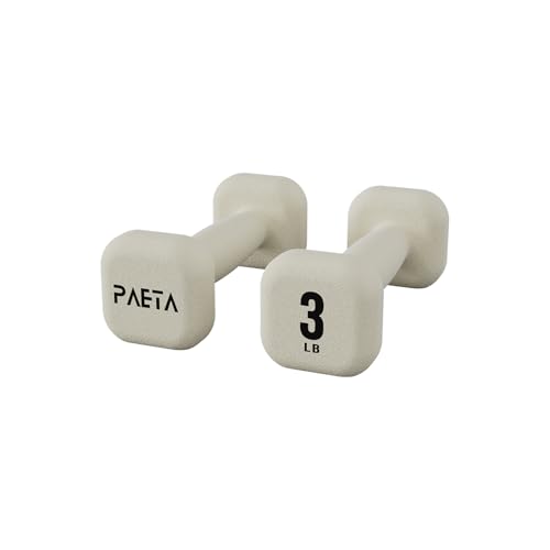 PAETA Neoprene Dumbbell, Hand Weights with Curved Grip for Women, Anti-Slip, Anti-Roll, Square Dumbbells for Full-Body Workout, Strength Training - style: 3LB Pair