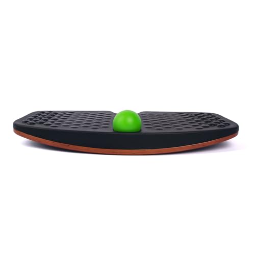 Balance Board for Standing Desk, Wooden Wobble Board with Slidable Ball for Office Work, Anti-Fatigue Foot Massage Board to Relieve Fatigue, Adult Use up to 300 lbs, Black