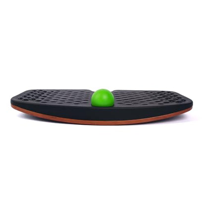 Balance Board for Standing Desk, Wooden Wobble Board with Slidable Ball for Office Work, Anti-Fatigue Foot Massage Board to Relieve Fatigue, Adult Use up to 300 lbs, Black