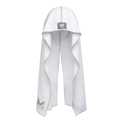MISSION Cooling Hoodie Towel, Evaporative Cool Technology, Cools Instantly When Wet, UPF 50 Sun Protection, Contours Your Head to Stay in Place, Great for Sports, Fitness, Gym - color: White