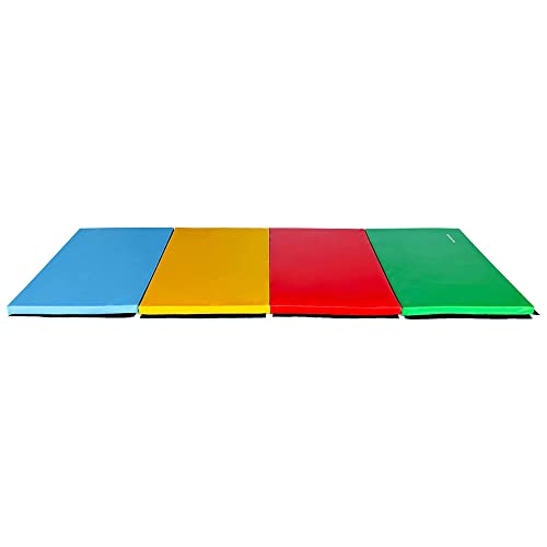 BalanceFrom 10x4 Feet 4-Panel Folding Gymnastics Mat – 2-Inch Thick Pad with Vinyl Surface and Carrying Handles for Tumbling, Yoga, Pilates, Home Workouts, and Martial Arts