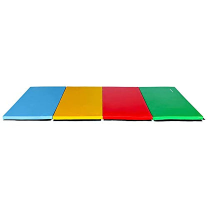 BalanceFrom 10x4 Feet 4-Panel Folding Gymnastics Mat – 2-Inch Thick Pad with Vinyl Surface and Carrying Handles for Tumbling, Yoga, Pilates, Home Workouts, and Martial Arts