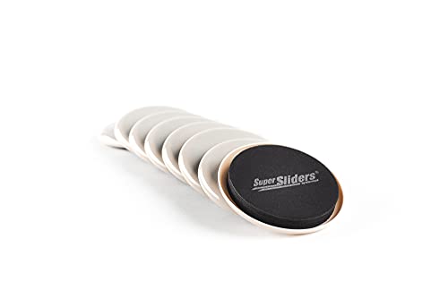 Super Sliders 3-1/2" Medium Round Reusable Furniture Sliders for Carpet, Anti-Slip Protective Furniture Moving Pads for Beds, Sofas, Dressers, Set of 16, Beige