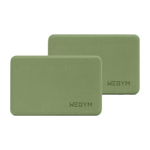 WeGym Yoga blocks with Anti-Slip, Comfortable Grip, Sturdy Sides for Secure Workouts at Home, for Yoga, and Pilate Training - color: Forest Set