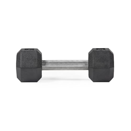 Titan Fitness Free Weights, Rubber Coated Hex Dumbbell, Straight Stainless Steel Handle, Strength Training, Full Body Workout - style: 10 pound Single