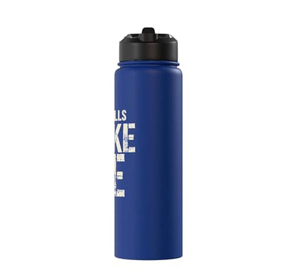 Wall Balls Broke Me Funny Functional Fitness Race Training Stainless Steel Insulated Water Bottle - color: Royal Blue