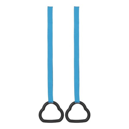 Garneck ’s Gymnastics Rings Set with Non-Slip Straps, Blue Cartoon Design, 0.5m Adjustable Pull up Rings for Home and Outdoor Fitness Training